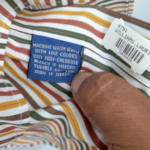 Faconnable Women's XL Striped Button Down Shirt Long Sleeve Cotton Made in USA - Picture 2 of 8